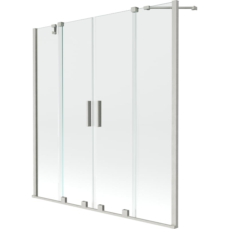 Mexen Velar Duo Badewannen-2-teiliges, verschiebbares Paneel 150 x 150 cm, transparent, gebürstetes Nickel - 896-150-000-02-97