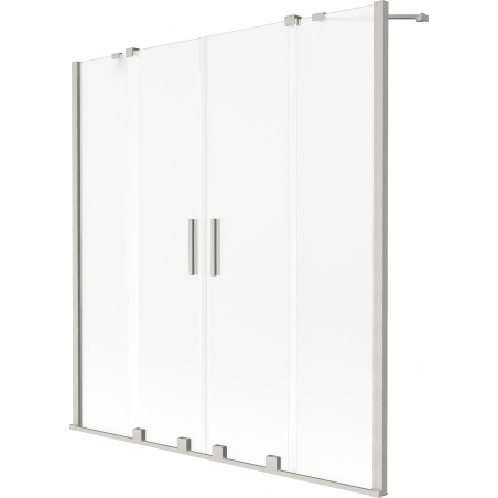Mexen Velar Duo Badewannenfaltwand 2-flügelig verschiebbar 150 x 150 cm, matt, gebürstetes Nickel - 896-150-000-32-97
