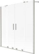Mexen Velar Duo Badewannenfaltwand 2-flügelig verschiebbar 150 x 150 cm, matt, gebürstetes Nickel - 896-150-000-32-97