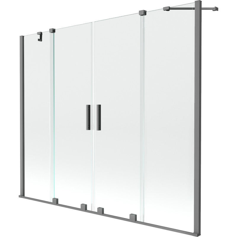 Mexen Velar Duo-Badewannenabtrennung 2-flügelig verschiebbar 180 x 150 cm, transparent, gun metal - 896-180-000-02-95