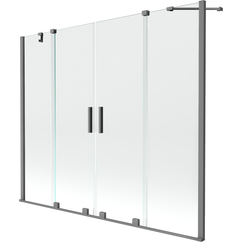 Mexen Velar Zwei-teiliges Duschwand-Duo, verschiebbar 180 x 150 cm, transparent, Gun-Metal - 896-180-000-02-95