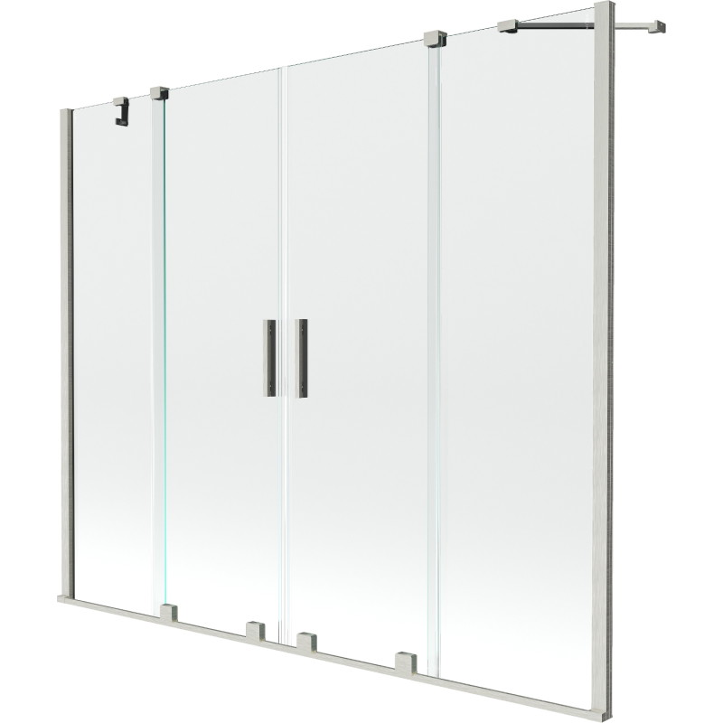 Mexen Velar Duo Badewannenfaltwand 2-flügelig, 180 x 150 cm, transparent, gebürstetes Nickel - 896-180-000-02-97