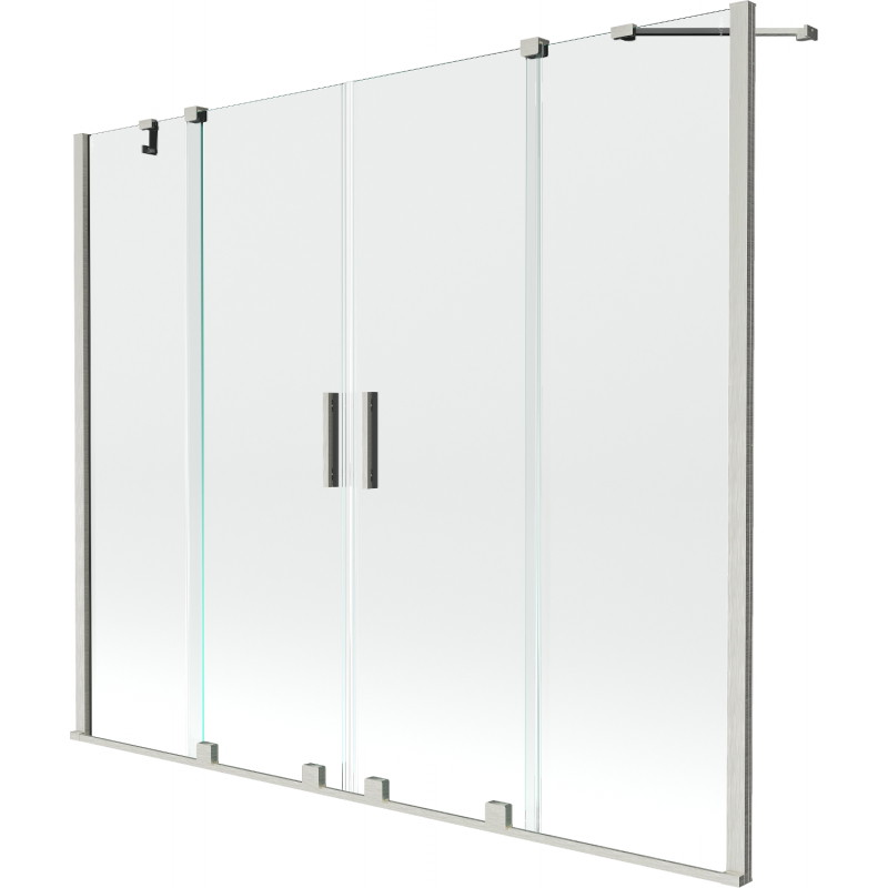 Mexen Velar Duo Badewannenfaltwand 2-flügelig, verschiebbar 180 x 150 cm, transparent, gebürsteter Nickel - 896-180-000-02-97