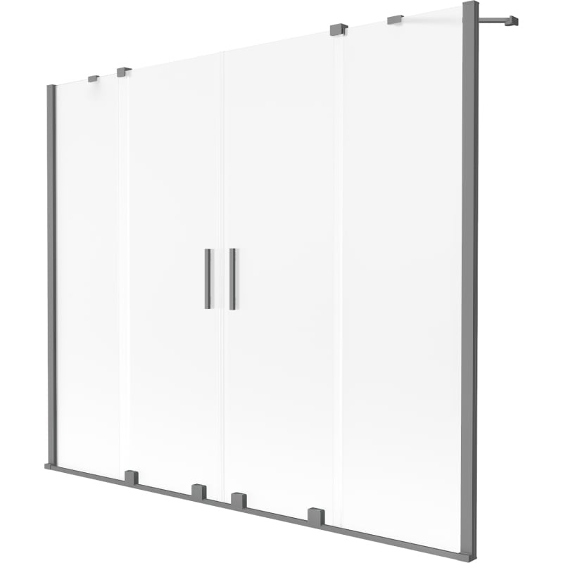 Mexen Velar Duo Badewannenfaltwand 2-flügelig verschiebbar 180 x 150 cm, matt, Gun Metal - 896-180-000-32-95