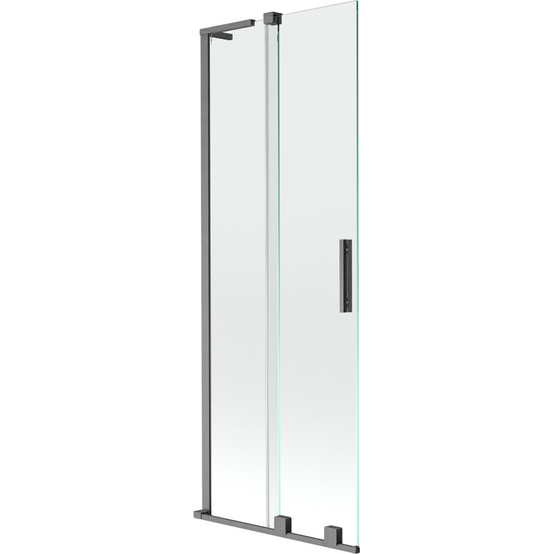 Mexen Velar L Badewannenfaltwand 2-teilig verschiebbar 70 x 150 cm, transparent, gebürstetes Gun Gray - 896-070-003-01-66