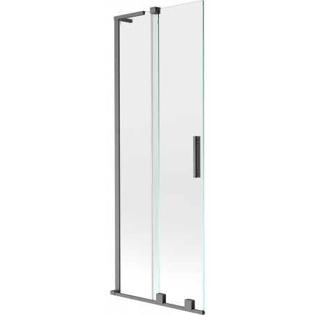 Mexen Velar L Badewannenfaltwand 2-teilig verschiebbar 70 x 150 cm, transparent, gebürstetes Gun Gray - 896-070-003-01-66