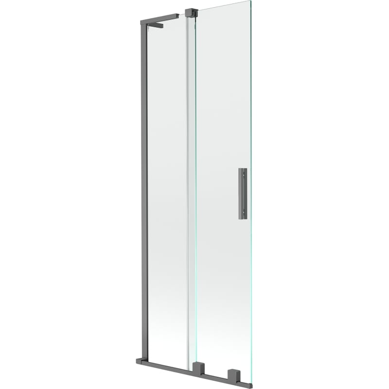 Mexen Velar L Badewannenabtrennung 2-flügelig verschiebbar 70 x 150 cm, transparent, Gun Metal - 896-070-003-01-95