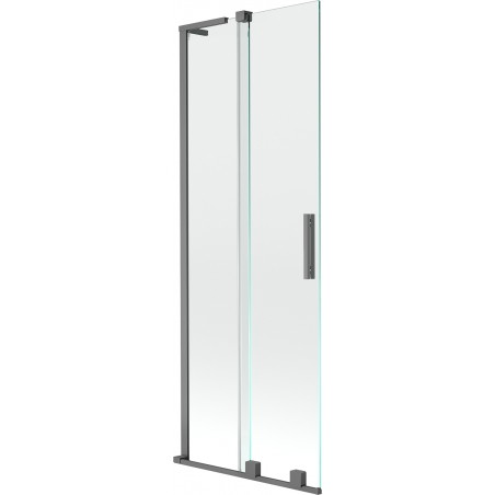 Mexen Velar L Badewannenabtrennung 2-flügelig verschiebbar 70 x 150 cm, transparent, Gun Metal - 896-070-003-01-95