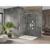 Mexen Omega Schiebedusche 120 x 80 cm, transparent, Chrom + Flat-Duschwanne - 825-120-080-01-00-4010