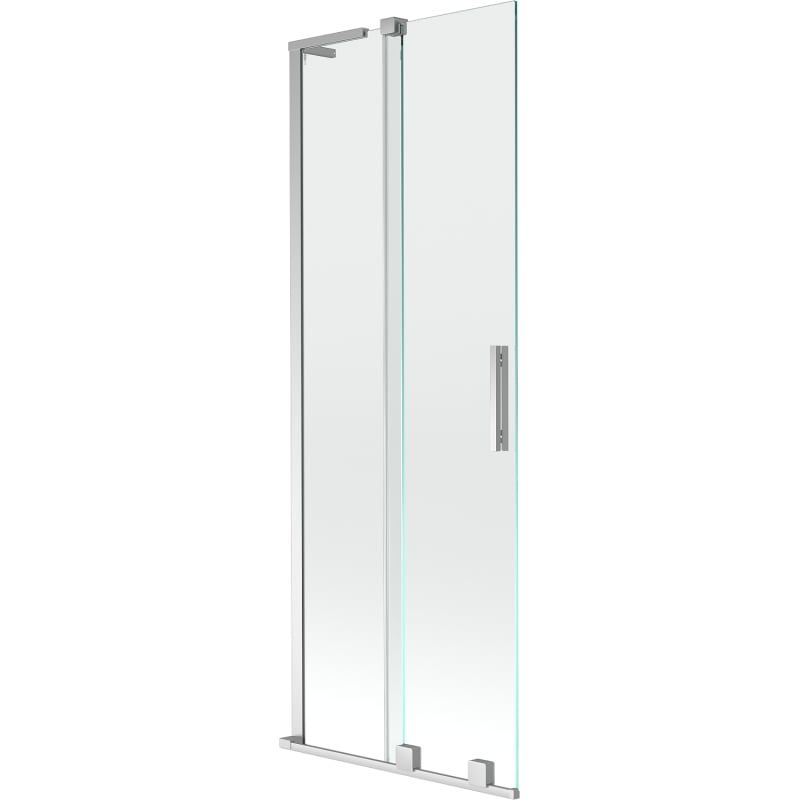 Mexen Velar L Badewannenfaltwand 2-flügelig schiebbar 75 x 150 cm, transparent, Chrom - 896-075-003-01-01
