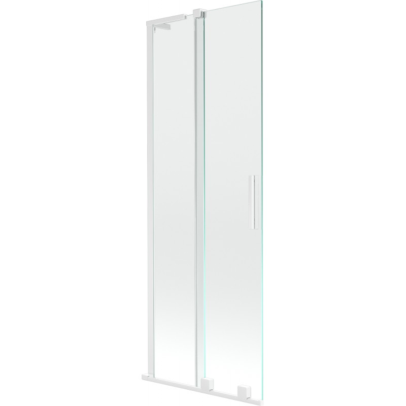 Mexen Velar L Badewannenfaltwand 2-flügelig verschiebbar 75 x 150 cm, transparent, weiß - 896-075-003-01-20
