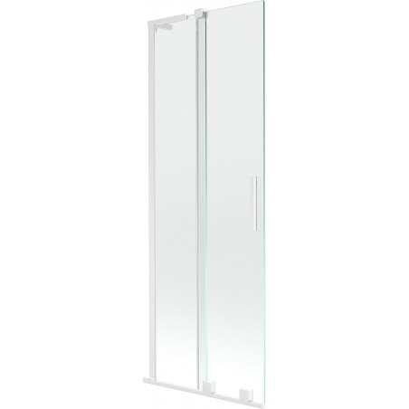 Mexen Velar L Badewannenfaltwand 2-flügelig verschiebbar 75 x 150 cm, transparent, weiß - 896-075-003-01-20