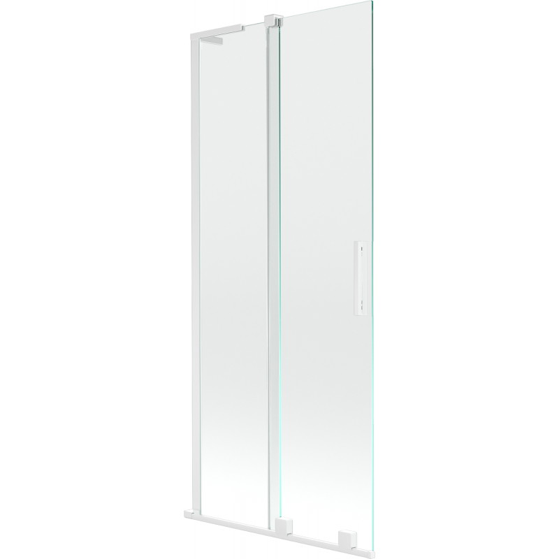 Mexen Velar L Badewannenabtrennung 2-flügelig verschiebbar 80 x 150 cm, transparent, weiß - 896-080-003-01-20