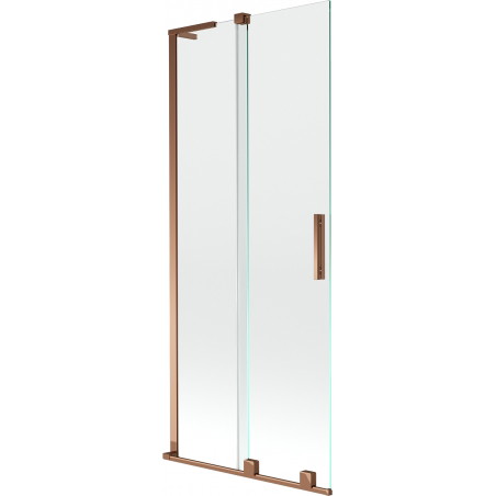 Mexen Velar L Badewannenabtrennung 2-flügelig, schiebbar 80 x 150 cm, transparent, Roségold - 896-080-003-01-60