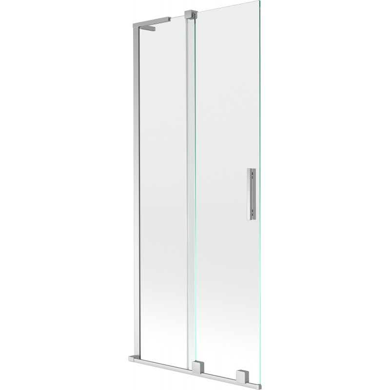 Mexen Velar L Wannenfaltwand 2-flügelig verschiebbar 85 x 150 cm, transparent, Chrom - 896-085-003-01-01