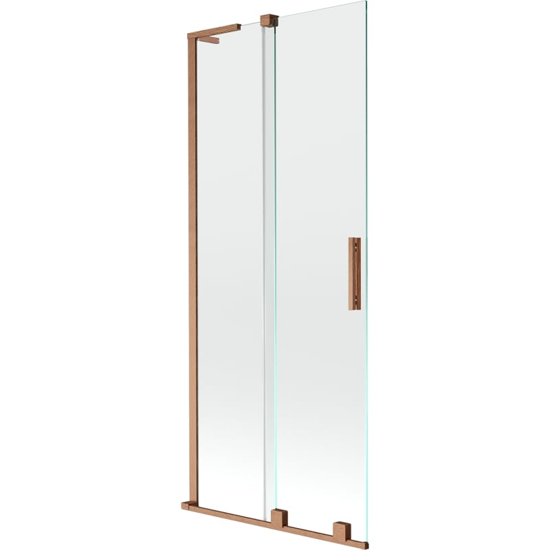 Mexen Velar L Badewannenwand 2-flügelig, verschiebbar 85 x 150 cm, transparent, gebürstetes Kupfer - 896-085-003-01-65