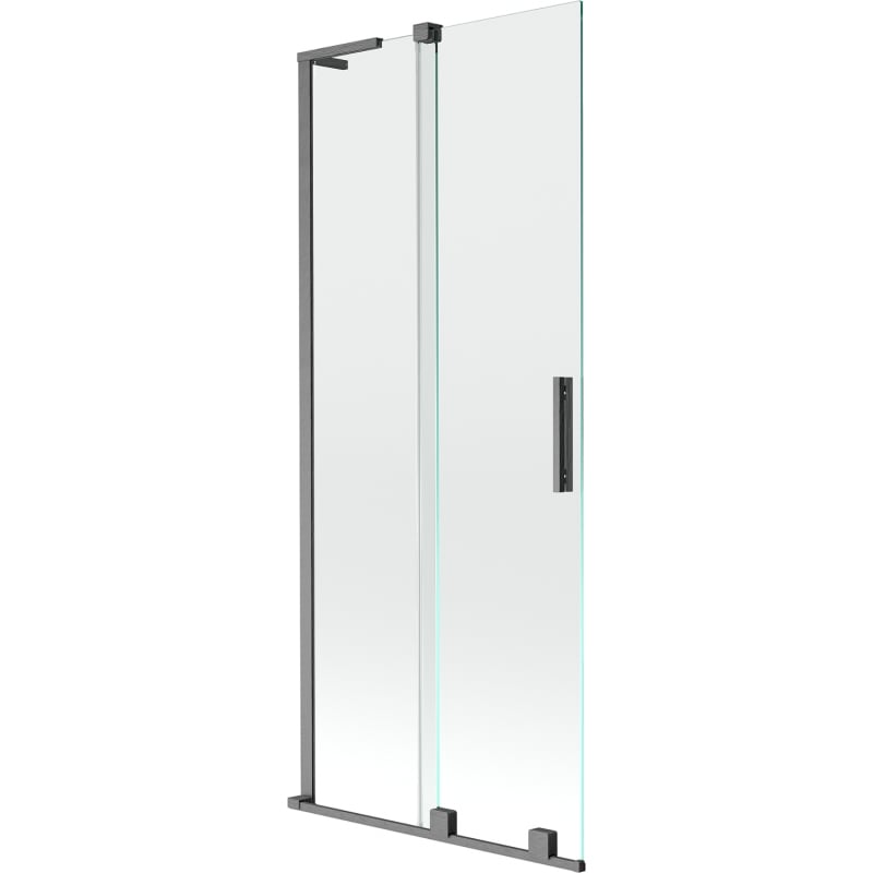 Mexen Velar L 2-flügelige Faltduschabtrennung 85 x 150 cm, transparent, gebürstetes Gun Grau - 896-085-003-01-66