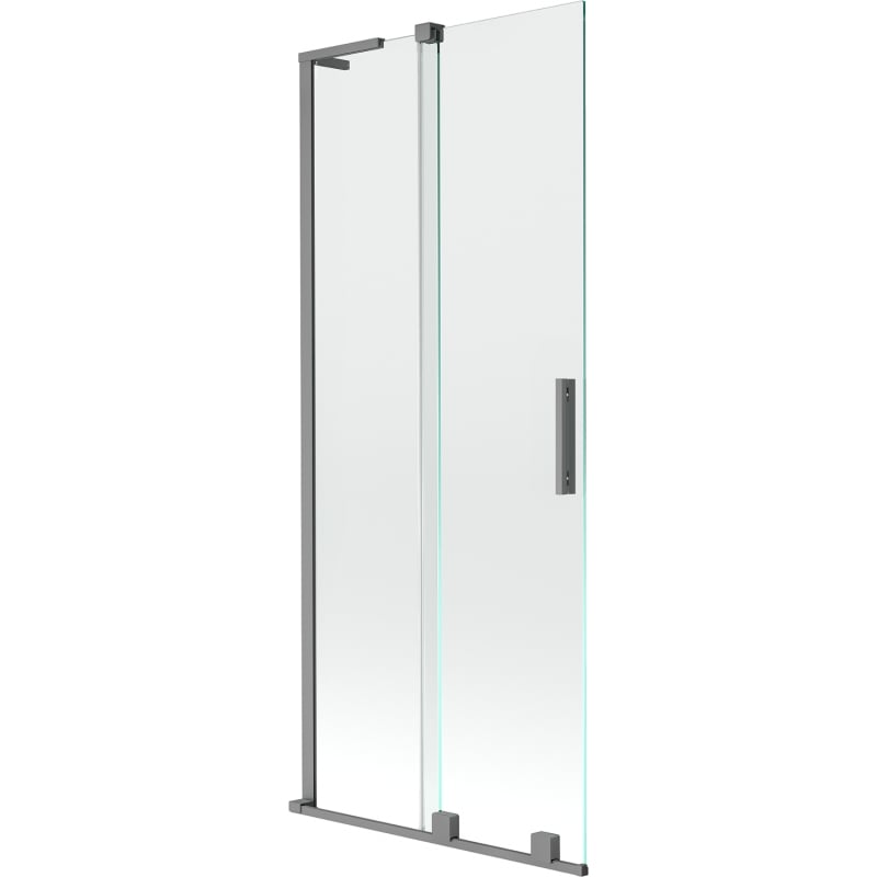 Mexen Velar L 2-flügelige, verschiebbare Badewannenabtrennung 85 x 150 cm, transparent, Gun Metal - 896-085-003-01-95
