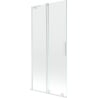 Mexen Velar L Duschwand 2-flügelig ausziehbar 90 x 150 cm, transparent, weiß - 896-090-003-01-20