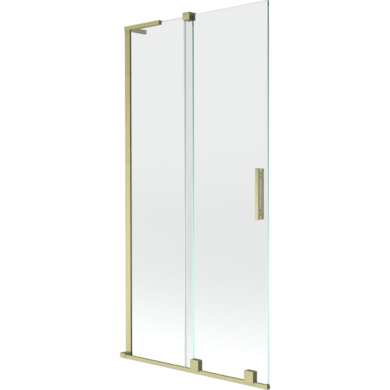 Mexen Velar L Badewannenfaltwand, 2-flügelig, verschiebbar, 90 x 150 cm, transparent, gebürstetes Gold - 896-090-003-01-55