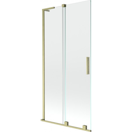 Mexen Velar L Badewannenfaltwand, 2-flügelig, verschiebbar, 90 x 150 cm, transparent, gebürstetes Gold - 896-090-003-01-55