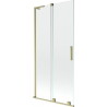 Mexen Velar L Badewannenfaltwand, 2-flügelig, verschiebbar, 90 x 150 cm, transparent, gebürstetes Gold - 896-090-003-01-55