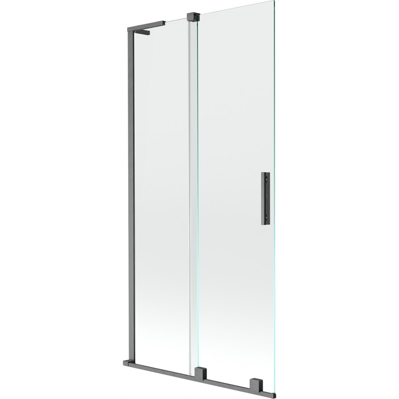 Mexen Velar L zweiflügelige Duschwand 90 x 150 cm, transparent, gebürstetes Gun Gray - 896-090-003-01-66
