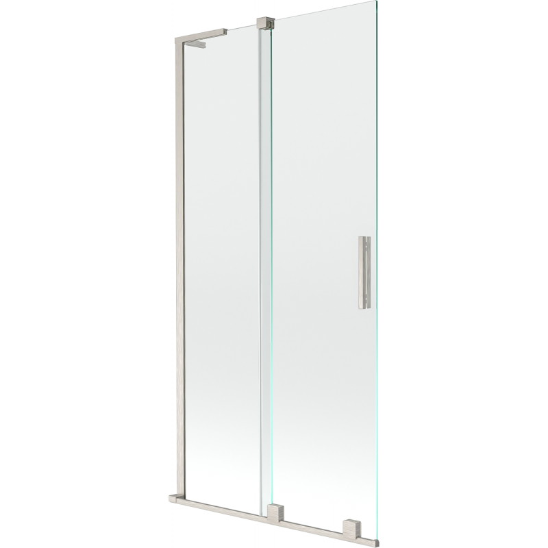 Mexen Velar L 2-flügelige, verschiebbare Duschabtrennung 90 x 150 cm, transparent, gebürsteter Nickel - 896-090-003-01-97