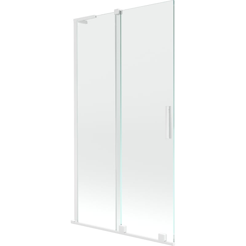 Mexen Velar L Badewannenaufsatz, 2-flügelig, verschiebbar, 100 x 150 cm, transparent, weiß - 896-100-003-01-20