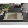 Mexen Elias Granitspüle 1-Becken mit Abtropffläche und Küchenarmatur Flora, beige - 6511-69-670401-09