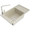 Mexen Elias Granitspüle 1-Becken mit Abtropffläche und Küchenarmatur Flora, beige - 6511-69-670401-09