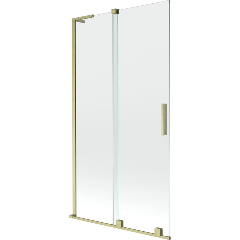 Mexen Velar L Badewannenfaltwand 2-flügelig verschiebbar 100 x 150 cm, transparent, gebürstetes Gold - 896-100-003-01-55