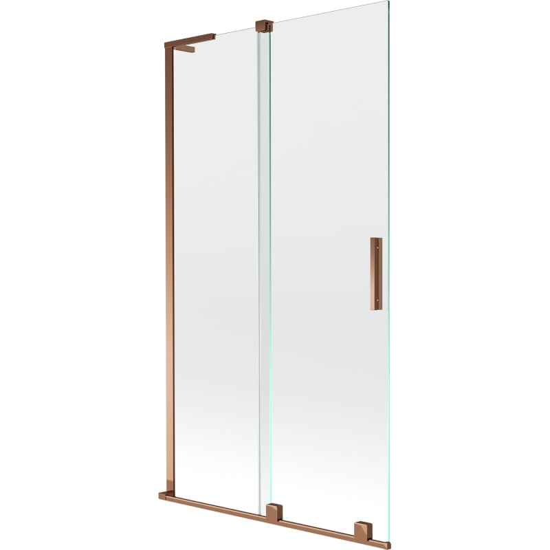 Mexen Velar L Badewannenfaltwand 2-flügelig verschiebbar 100 x 150 cm, transparent, Roségold - 896-100-003-01-60