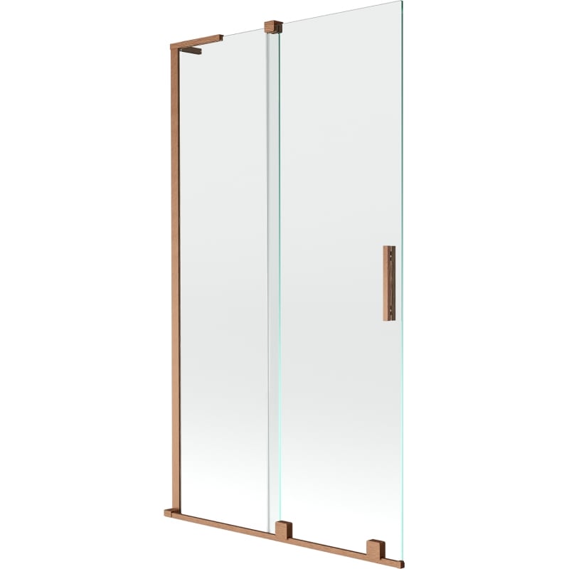 Mexen Velar L Badewannenabtrennung 2-flügelig, verschiebbar 100 x 150 cm, transparent, gebürstetes Kupfer - 896-100-003-01-65