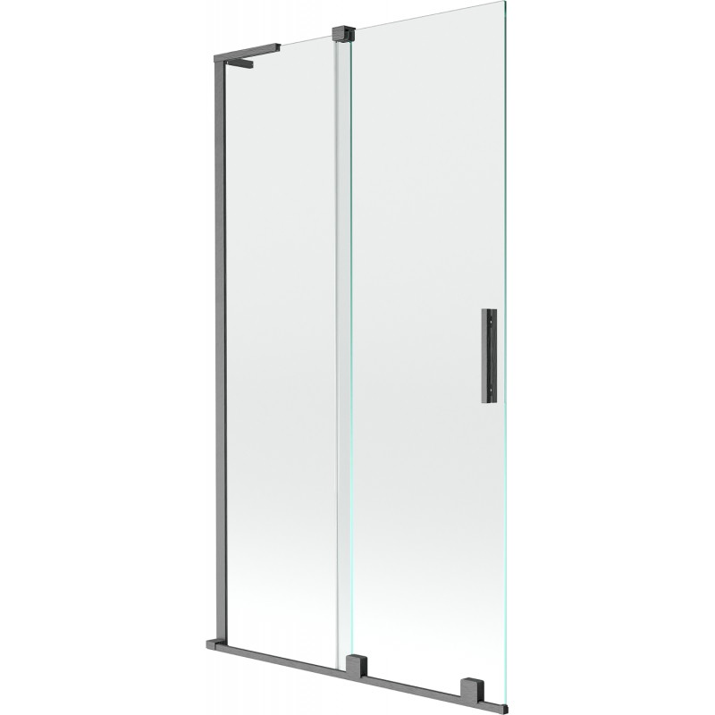 Mexen Velar L 2-flügelige Duschabtrennung, 100 x 150 cm, transparent, gebürstet in Gun Gray - 896-100-003-01-66