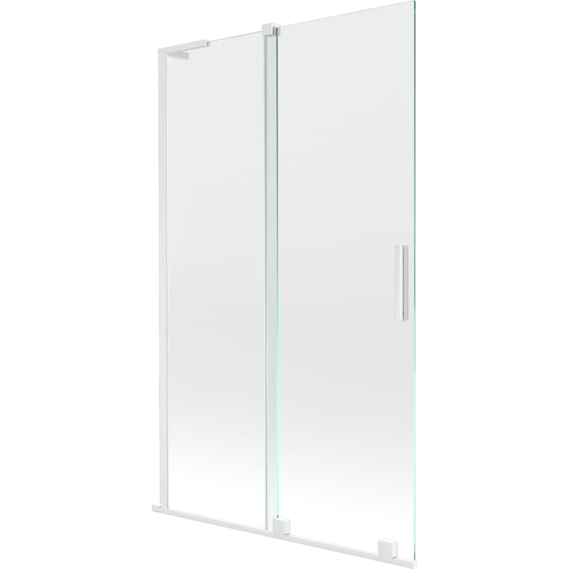 Mexen Velar L Badewannen-Faltwand 2-flügelig verschiebbar 110 x 150 cm, transparent, weiß - 896-110-003-01-20