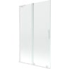 Mexen Velar L Badewannen-Faltwand 2-flügelig verschiebbar 110 x 150 cm, transparent, weiß - 896-110-003-01-20