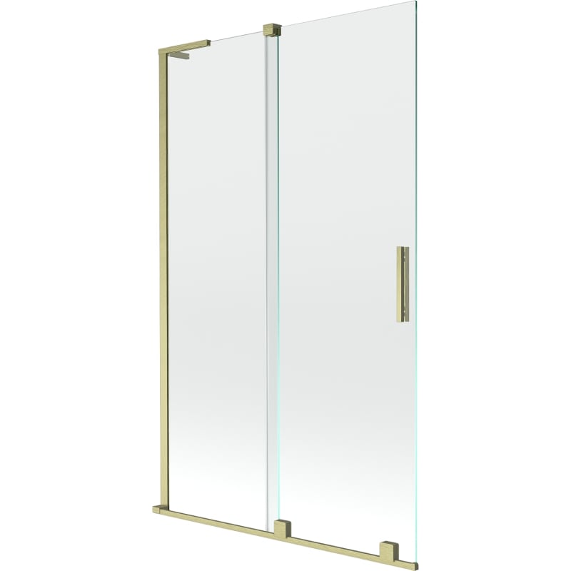 Mexen Velar L 2-flügelige, verschiebbare Duschabtrennung 110 x 150 cm, transparent, gebürstetes Gold - 896-110-003-01-55