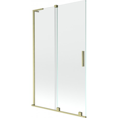 Mexen Velar L 2-flügelige, verschiebbare Duschabtrennung 110 x 150 cm, transparent, gebürstetes Gold - 896-110-003-01-55