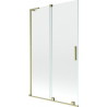 Mexen Velar L 2-flügelige, verschiebbare Duschabtrennung 110 x 150 cm, transparent, gebürstetes Gold - 896-110-003-01-55