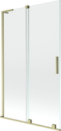 Mexen Velar L 2-flügelige, verschiebbare Duschabtrennung 110 x 150 cm, transparent, gebürstetes Gold - 896-110-003-01-55