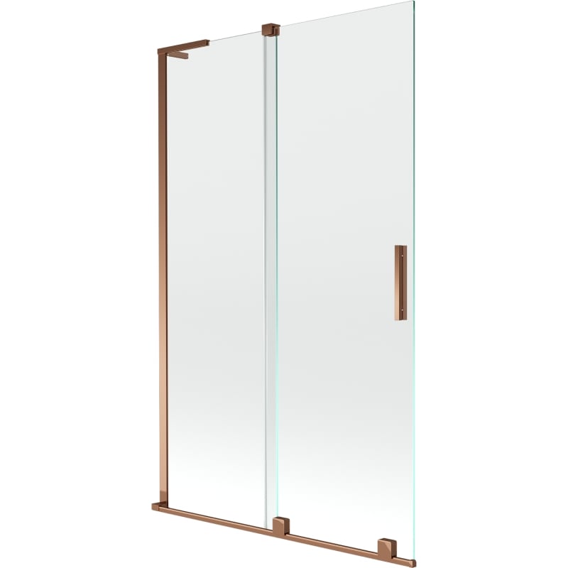 Mexen Velar L Badewannenwand 2-flügelig verschiebbar 110 x 150 cm, transparent, Roségold - 896-110-003-01-60