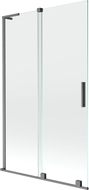 Mexen Velar L 2-flügelige verschiebbare Badewannenfaltwand 110 x 150 cm, transparent, gebürstetes Gun Gray - 896-110-003-01-66