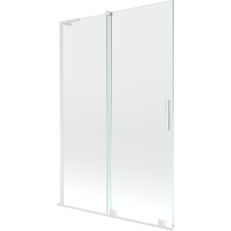 Mexen Velar L Badewannen-Faltwand 2-teilig verschiebbar 120 x 150 cm, transparent, weiß - 896-120-003-01-20
