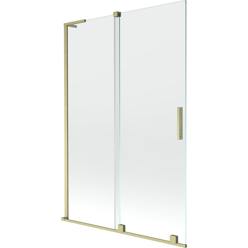 Mexen Velar L zweiflügelige, verschiebbare Duschwand 120 x 150 cm, transparent, gebürstetes Gold - 896-120-003-01-55