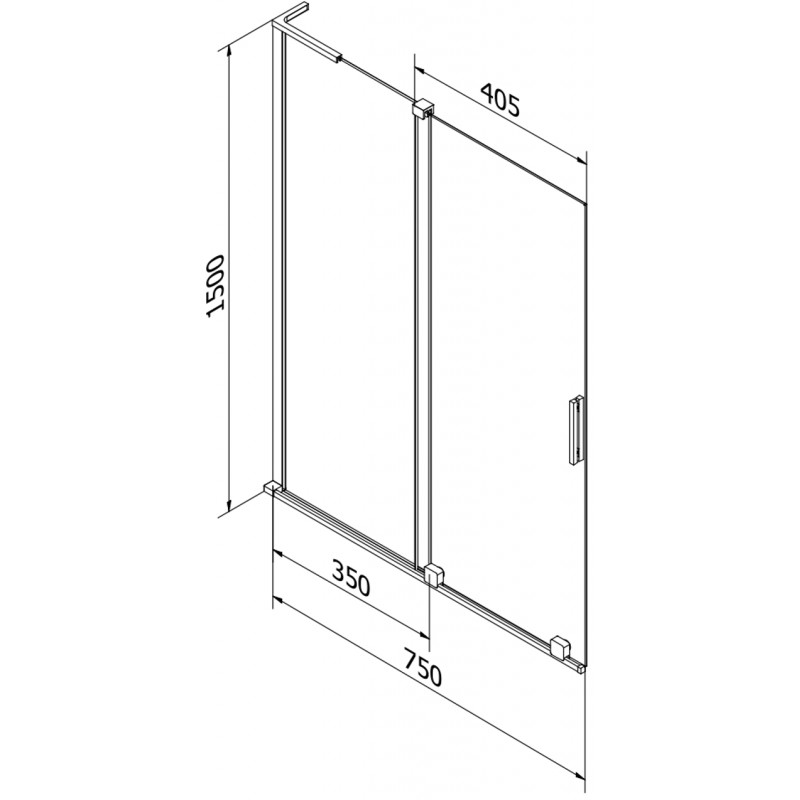 Mexen Velar L Badewannenfaltwand 2-flügelig verschiebbar 75 x 150 cm, graphit, gold - 896-075-003-41-50