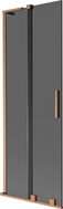 Mexen Velar L Duschabtrennung Badewanne 2-flügelige Schiebetür 75 x 150 cm, Graphit, gebürstetes Kupfer - 896-075-003-41-65