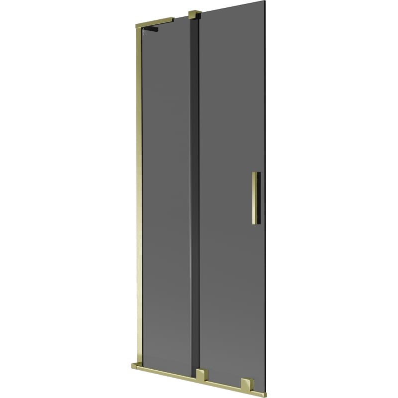Mexen Velar L Badewannenabtrennung 2-flügelige Schiebetür 80 x 150 cm, Graphit, Gold - 896-080-003-41-50