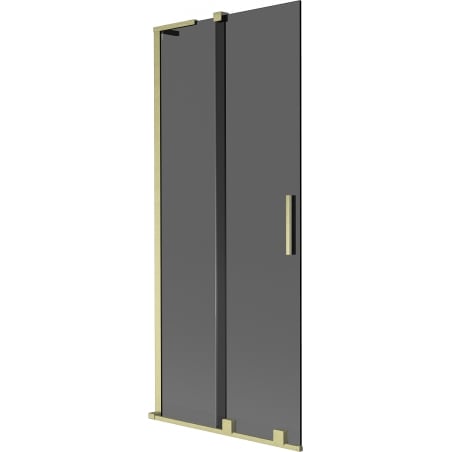 Mexen Velar L Badewannenabtrennung 2-flügelig schiebbar 80 x 150 cm, graphit, gebürstetes Gold - 896-080-003-41-55
