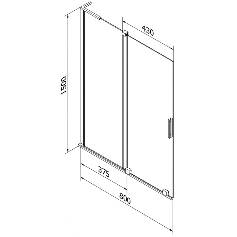 Mexen Velar L Badewannenfaltwand 2-flügelig schiebbar 80 x 150 cm, Graphit, gebürstetes Gun Gray - 896-080-003-41-66